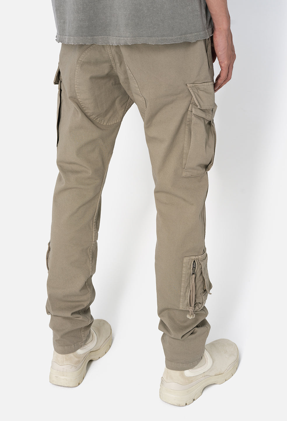 slim khaki cargo pants for men