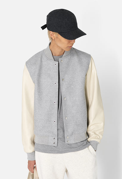 STADIUM GOODS® Grey Varsity Jacket quot;Grey Varsity Jacketquot; - GREY/IVORY