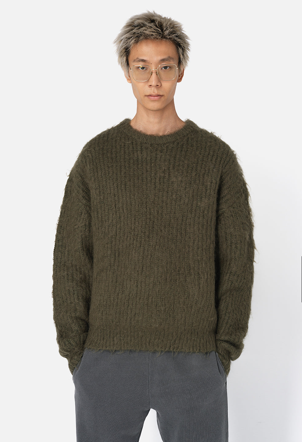 Wool Mohair Crew / Army