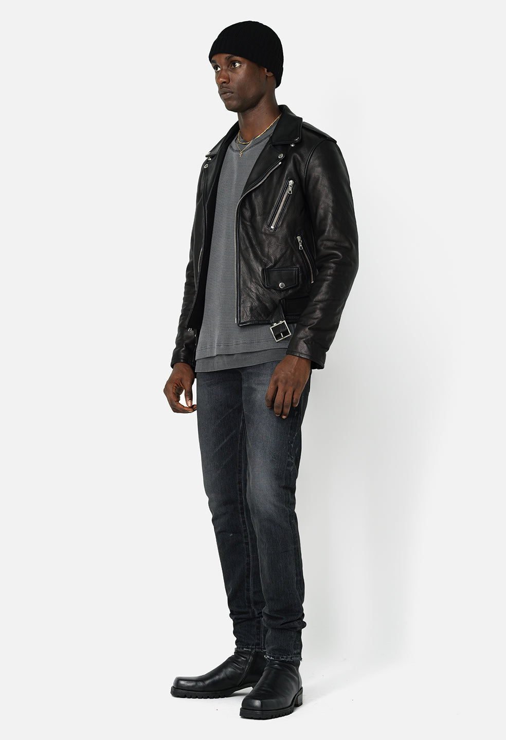 Pre-order) Faded Leather Jacket, Black – SourceUnknown