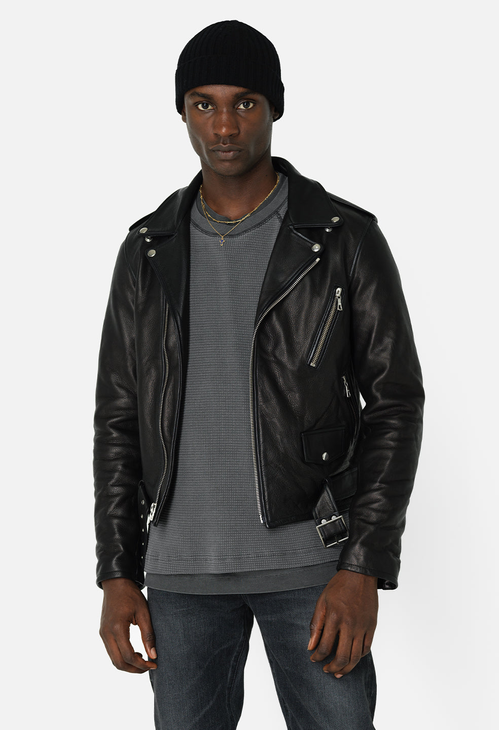 Allaric Alley Black Leather Biker Jacket | The Jacket Maker
