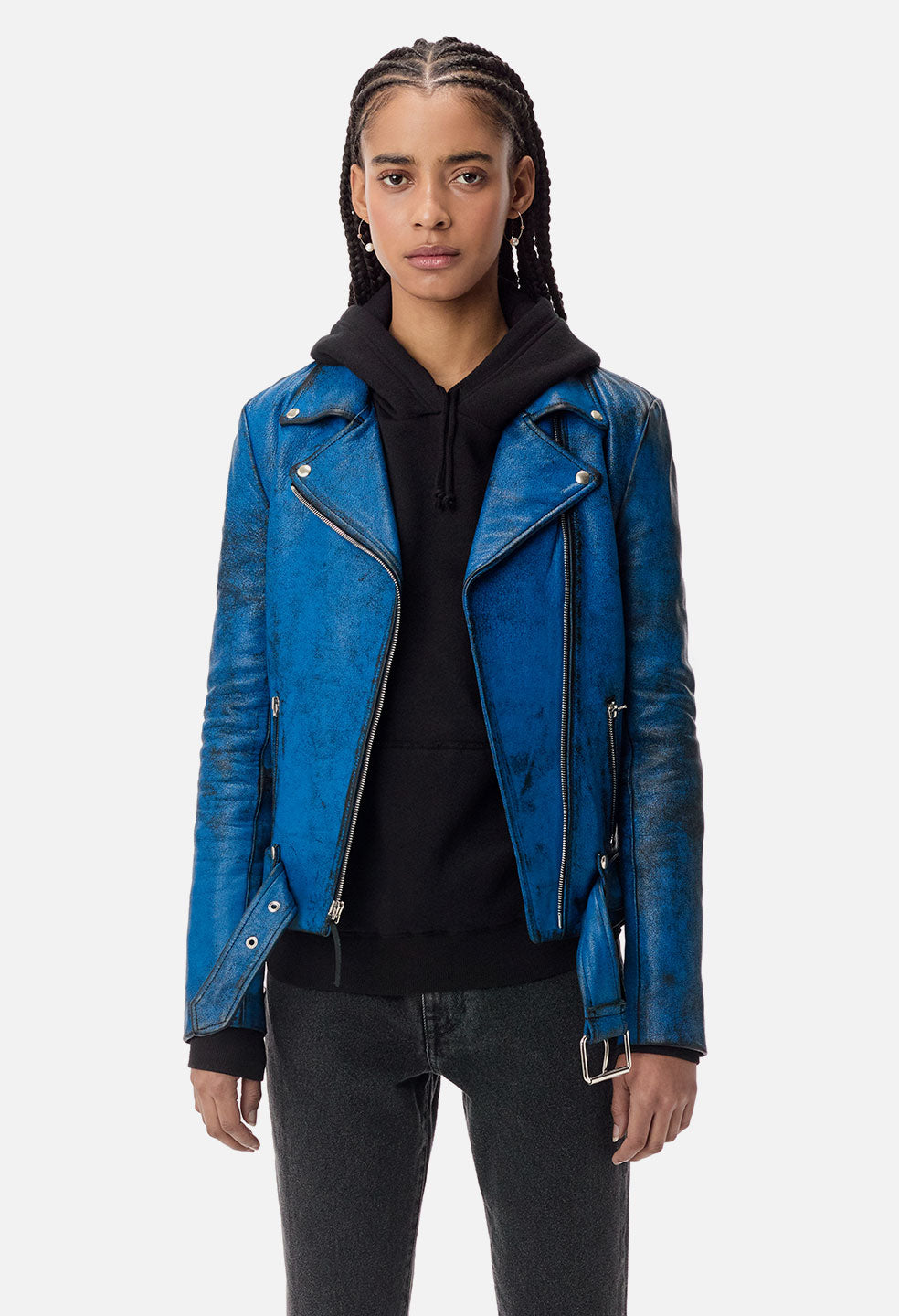 Women's Blackmeans Rider's Jacket / Painted Blue - JOHN ELLIOTT