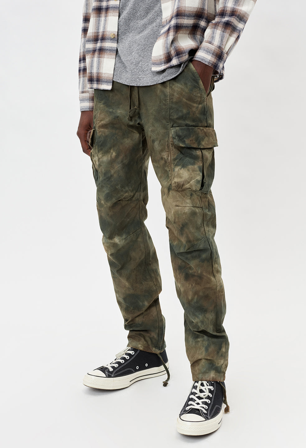 MILITARY STYLE CARGO IN FLORAL TIE DYE