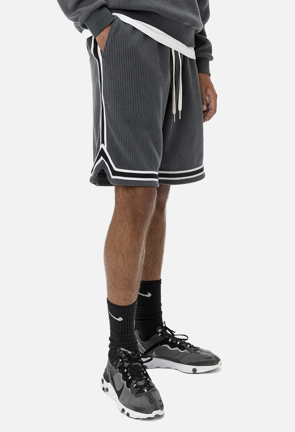 Corduroy Basketball Shorts / Charcoal - JOHN ELLIOTT