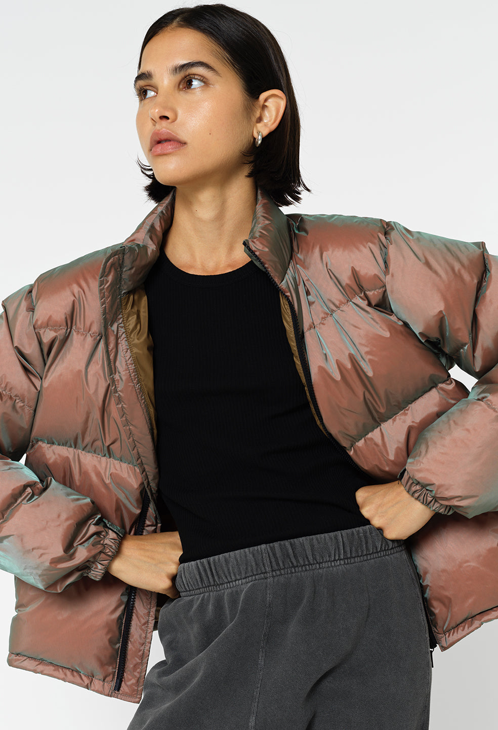 Iridescent Puffer Jacket – The Obsessions Boutique