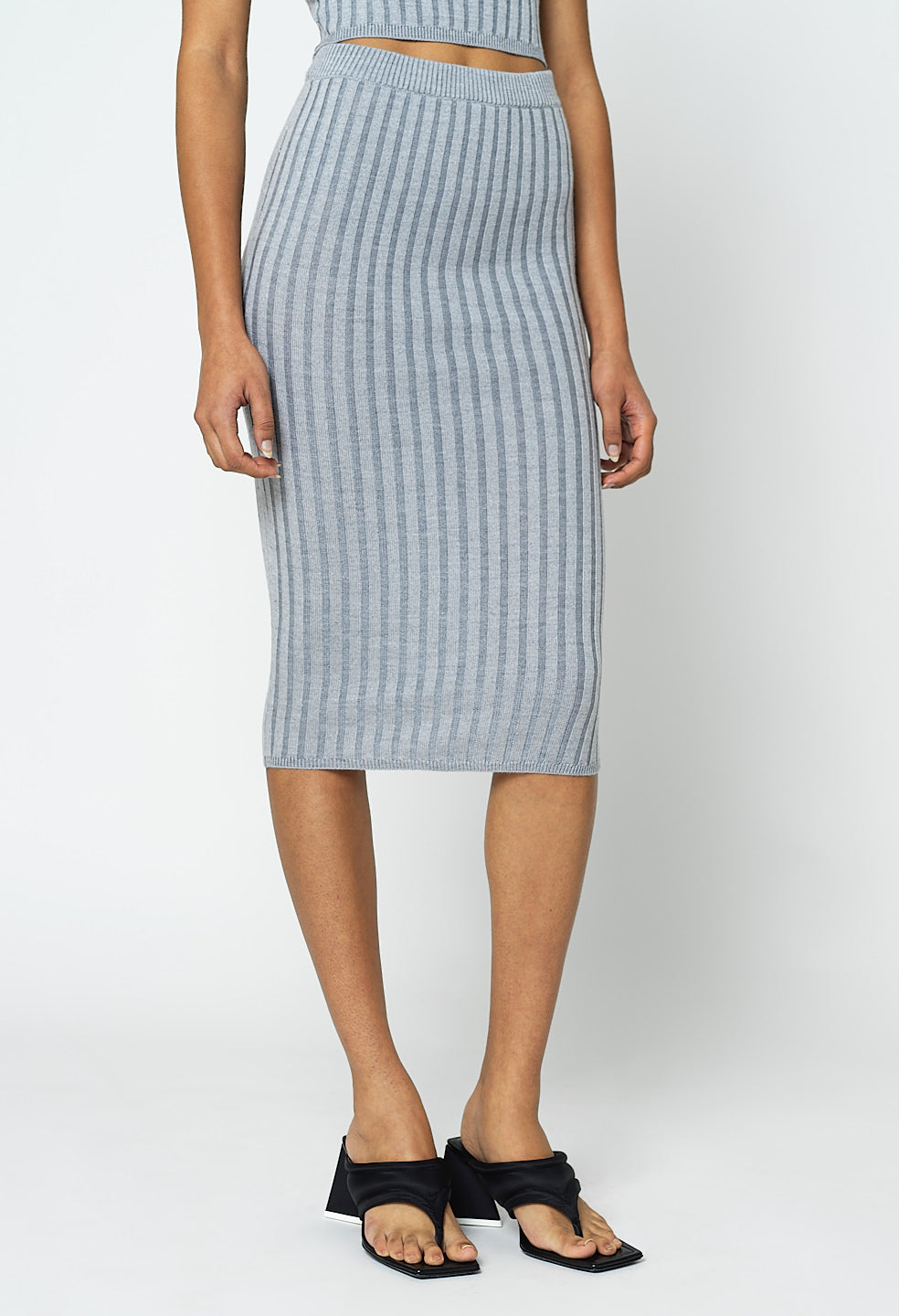 Reveal Silk Cashmere Rib Tube Skirt / Heather Grey