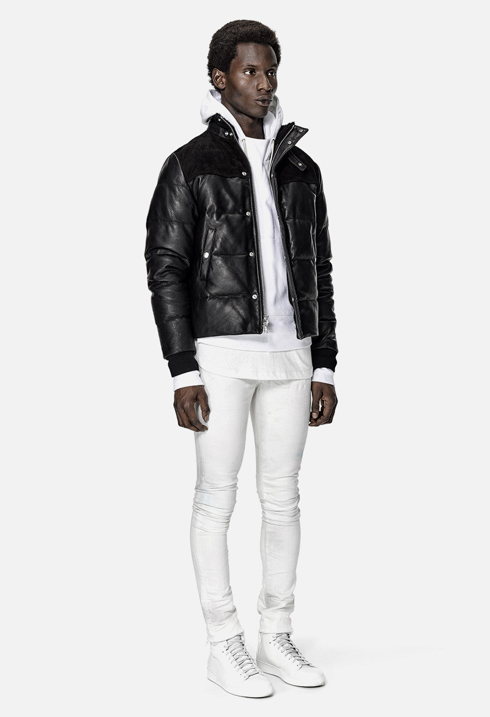 FW16 Leather Down Jacket Black JOHN ELLIOTT