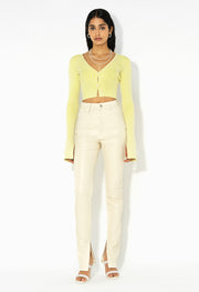 Silk Cotton Rib Cropped Cardigan / Volt