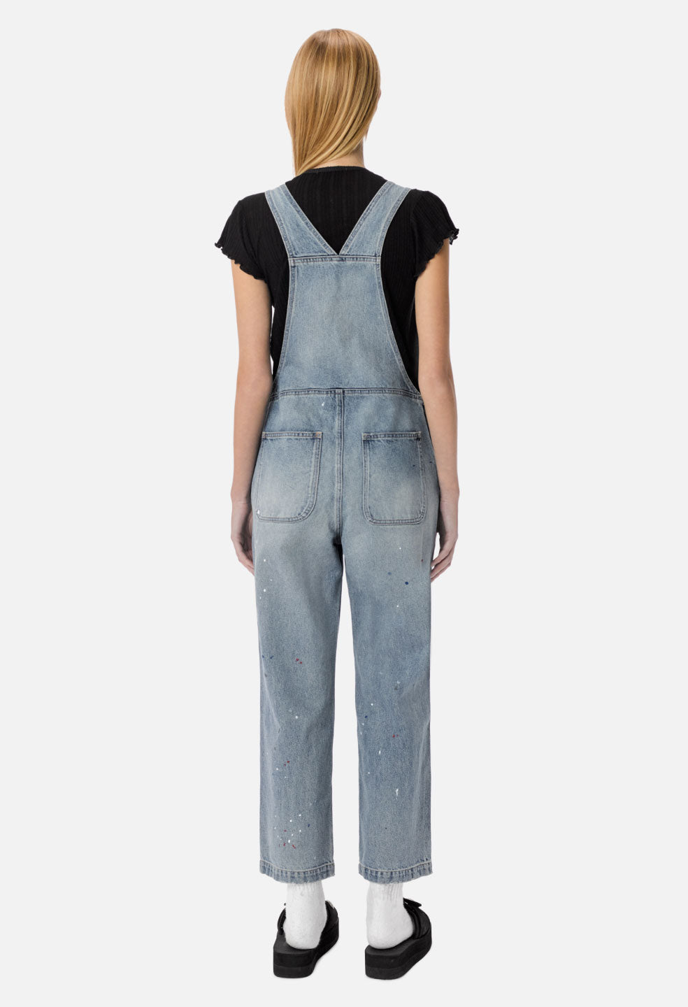 Womens cropped denim shops overalls