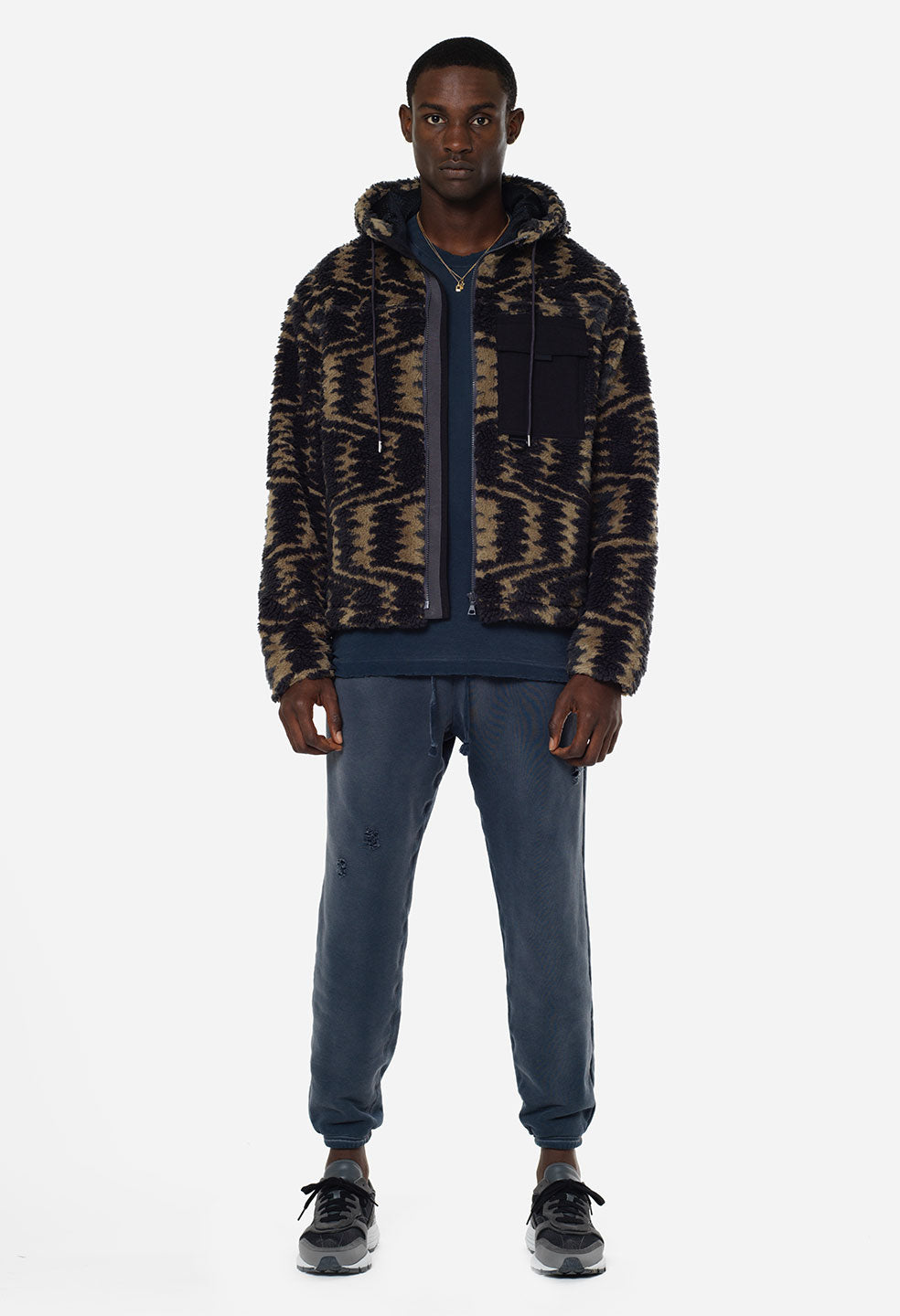 John Elliott Morgan jacquard-print Fleece Jacket - Brown