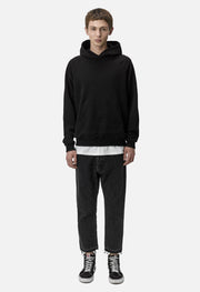 John Elliott Raw Edge Raglan Hoodie Black on Garmentory