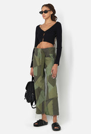 Belted Patchwork Pant / Olive - JOHN ELLIOTT